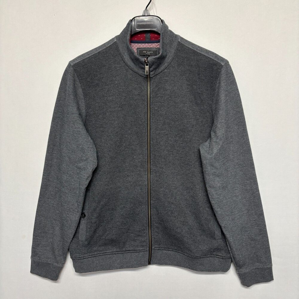 Ted Baker Men Knit Full Zip Cardigan Sweater Jacket Size 5 XL X-Large C134 -1